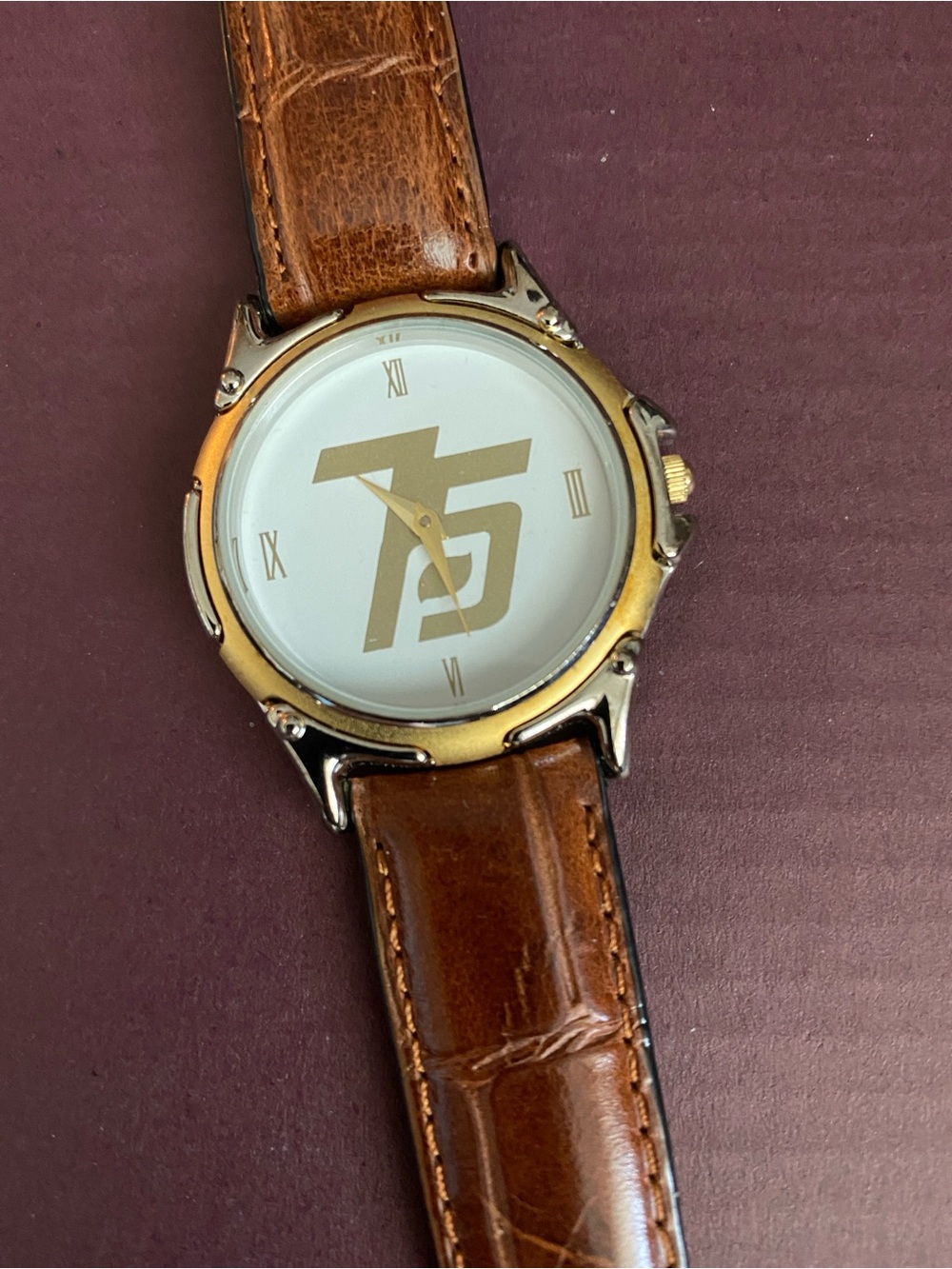 Brown Leather Strap Wristwatch with Gold Accents - Anniversary Edition